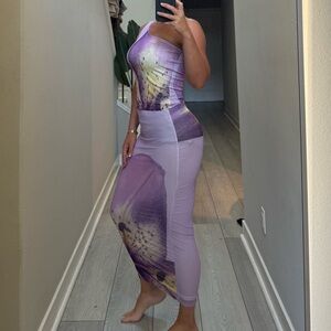 Fashion Nova Purple and Gold Skirt & Top Set